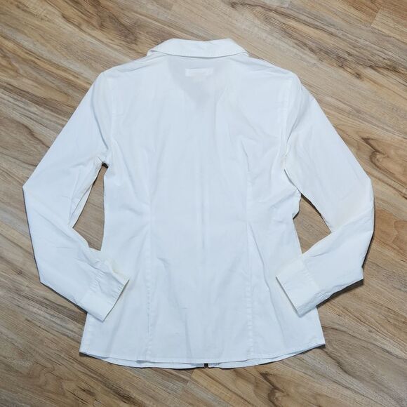💜Michael Kors White Zippered Front Long Sleeve Top Size 10 - Picture 2 of 10